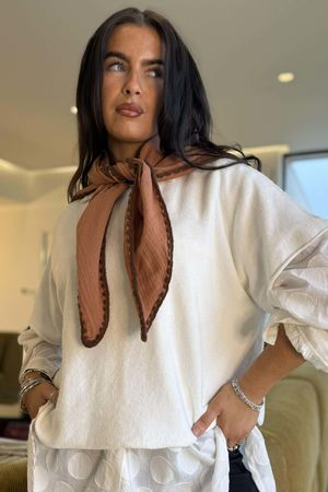 Pia Whipstitch Neckerchief Dark Tan & Chocolate /20=